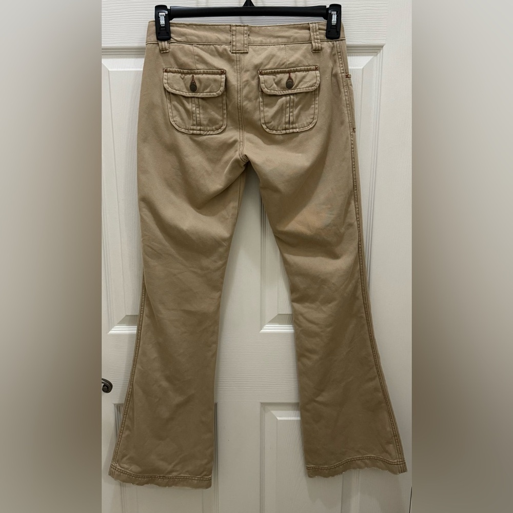 NwT Abercrombie & Fitch Womans 0 Brown Flap Pocket Flared Denim Pants Y2K - Picture 2 of 5